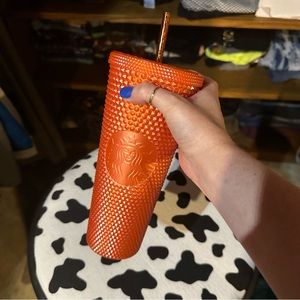 Orange shiny studded Starbucks Tumbler